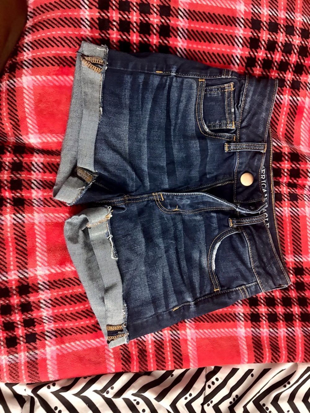 American Eagle Dark Wash Midi Shortie - Super Stretch - Size 0